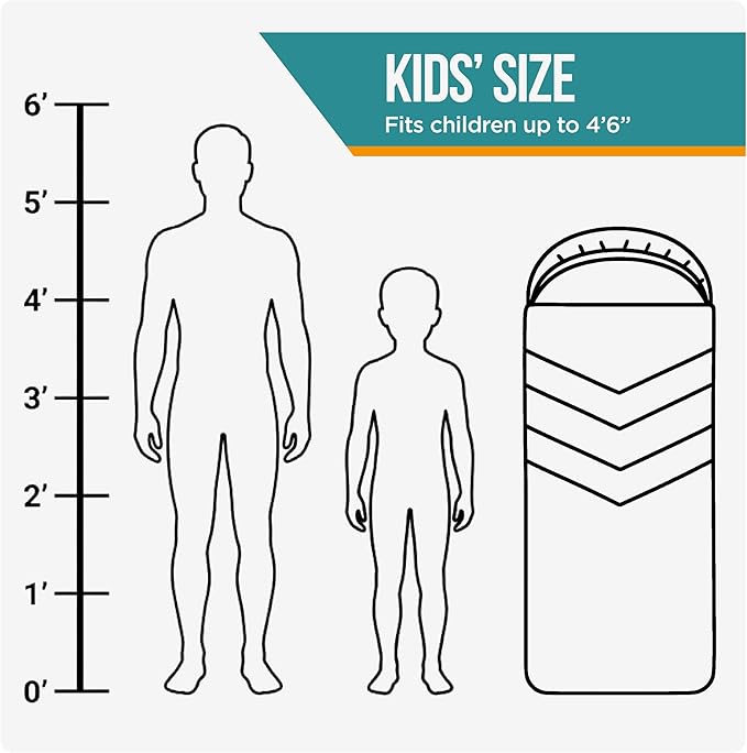 Kids Sleeping Bag with Built-in Pad (Fits Up to 4'6") All-in-One Inflatable Mattress Pad with Built-in Foot Pump - for Sleepovers, Camping and Travel (Blue/Gray)