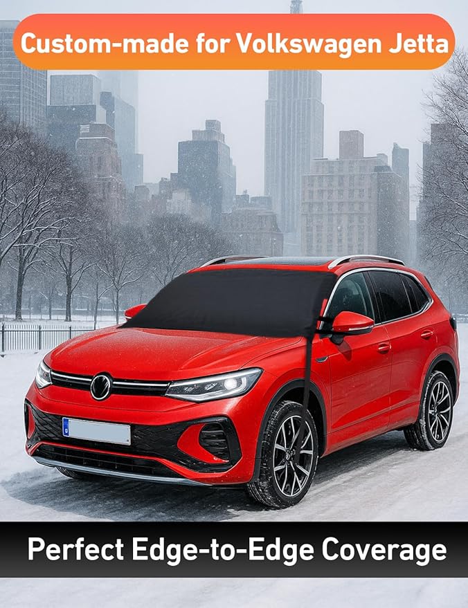 EcoNour Car Snow Cover Compatible for Volkswagen Tiguan | Windshield Cover for Ice and Snow with S-Hook Straps | Heavy-Duty 600D Oxford Winter Car Cover, Waterproof & Anti-Slip
