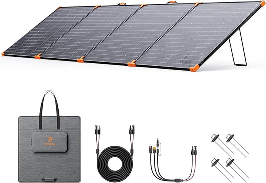 ZOUPW 450W Portable Solar Panel,38V N-Type 16BB 25% High Efficiency Foldable Solar Charger for EcoFlow Delta/Anker C1000/Jackery/Bluetti Elite 100,IP68 Waterproof for Offgrid RV Power Backup