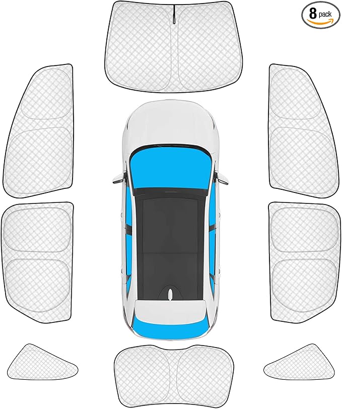 KMF 8pcs Thicken Full Window Sun Shade for Ford Edge Accessories 2015-2024, Custom Fit Privacy Car Window Covers Sunshade for Windshield Side, UV Block and Blackout for Camping Outdoor