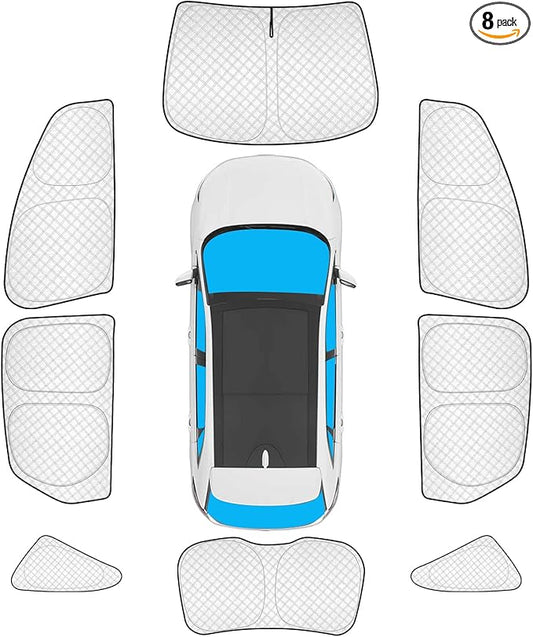KMF 8pcs Thicken Full Window Sun Shade for Ford Edge Accessories 2015-2024, Custom Fit Privacy Car Window Covers Sunshade for Windshield Side, UV Block and Blackout for Camping Outdoor