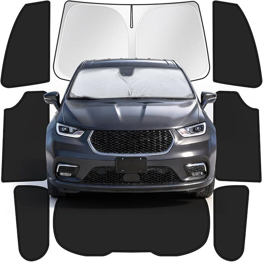 Car Window Shades for Chrysler Pacifica/Pacifica Hybrid 2017-2025, 8pcs Privacy Sun Shade Set for Front Windshield Side and Rear Windows, Full Window Covers Keeps Vehicle Cool for Camping Napping