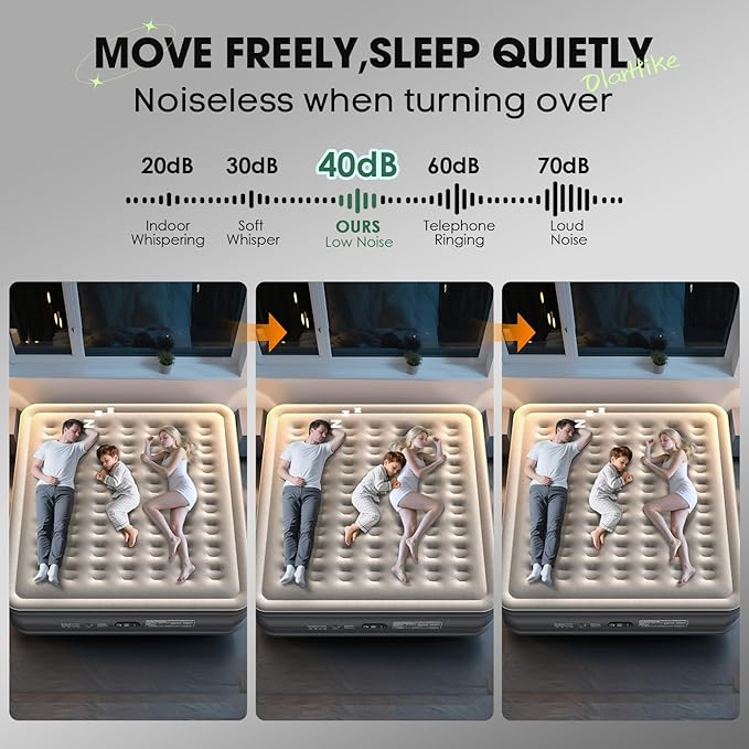 OlarHike King Size Air Mattress with Built-in Pump, 18" Extra-Wide Raised Inflatable Air Bed for Home and Guests, Heavy-Duty Support for 2-4 Sleepers Up to 750 lbs