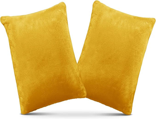1 MIDDLE ONE 2 Pack Small Pillow, Memory Foam Mini Pillow 11 X 7 Inches for Travel, Sleeping, Nap and Neck, Knee, Lumbar Support, Tiny Cushion for Pet, Dogs (Golden Yellow)