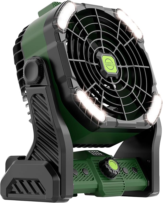 20000mAh Portable Camping Fan Rechargeable Portable fans for Travel Battery Powered Fan with LED Lantern,270° Rotation,USB Desk Battery Rechargeable Tent for camping essentials with Hook