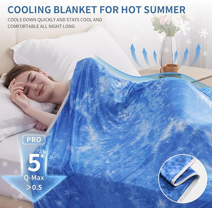 Guohaoi Cooling Throw Blanket for Hot Sleepers,Decortive Tie Dye,Arc-Chill Q-Max >0.5Cool Fiber,100% Oeko-Tex Certified,Lightweight Summer Cool Blanket for Ultra Cold Breathable,Keep Cool,60''x90''