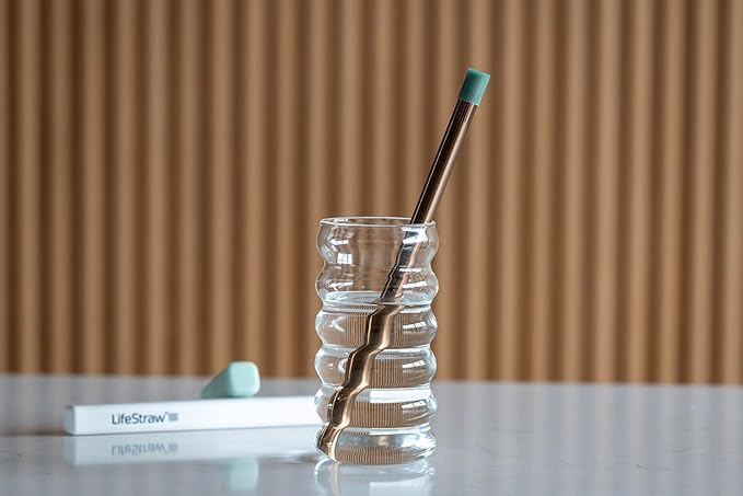 LifeStraw Sip 3-Pack, Reusable Stainless Steel Water Filter Drinking Straw with 3 Carry Cases, Removes Microplastics, Bacteria and Parasites for Travel and Everyday Use, Copper