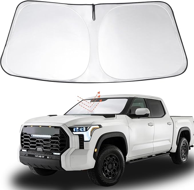 Windshield Sun Shade Custom Fit 2022 2023 2024 2025 2026 Toyota Tundra Accessories Foldable Sunshade Sun Blocker Front Window Shades Covers Keep Car Cooler