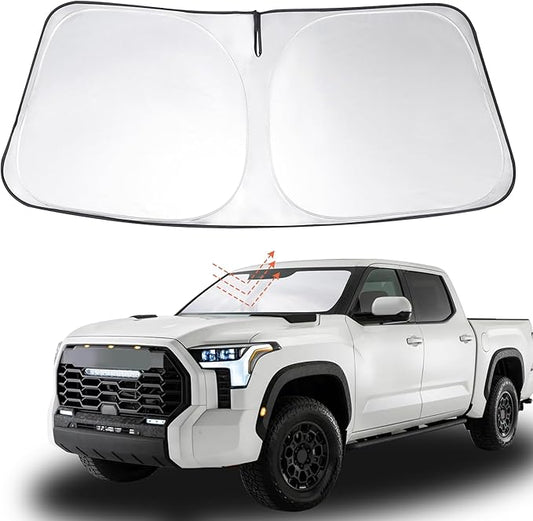 Windshield Sun Shade Custom Fit 2022 2023 2024 2025 2026 Toyota Tundra Accessories Foldable Sunshade Sun Blocker Front Window Shades Covers Keep Car Cooler