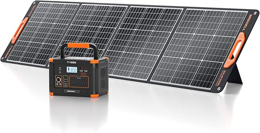 GRECELL 1000W Solar Generator with 200W Portable Solar Panel, 999Wh Portable Power Station Solar Powered Generator Lithium Battery Backup USB-C PD 60W for Outdoor Camping RV Off-grid Home Emergency