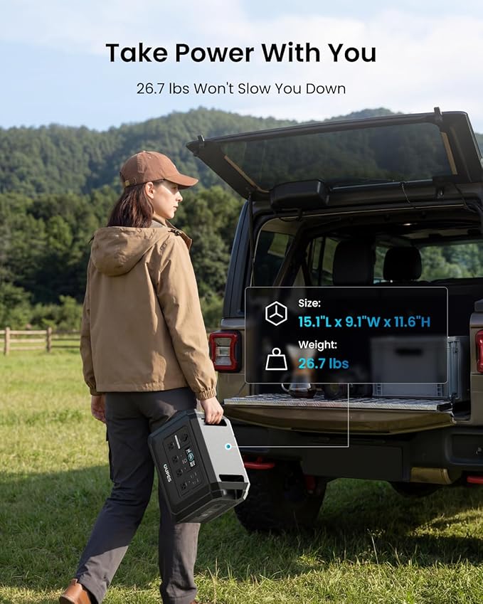 OUPES 2000W Solar Generator Mega 1 Lite with 100W Solar Panel, 1024Wh LiFePO4 Portable Power Station, 0-100% AC Charge in 46 Mins, 140W PD, Solar Kit for Outdoor Camping, Hiking, Tailgating, Emergency