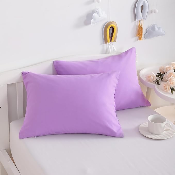 NTBAY Zippered Toddler Pillowcases Set of 2, 100% Brushed Microfiber 13x18 Pillowcases, Super Soft and Cozy Travel Kids Nursery Pillow Cases, 13x18 Inches, Light Purple