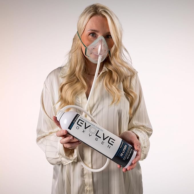 EVOLVE 35-Liter Pure Oxygen Canister with Mask and Tube | Portable Oxygen Can | Ideal for Home Use and Outdoor Activities | Designed by Firefighters | Made in The USA | Pack of 2