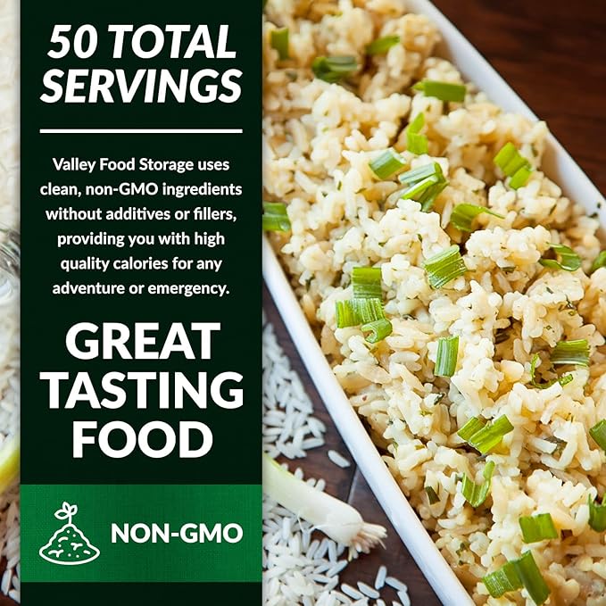 Valley Food Storage Italian Wild Risotto | 10-Bag Bucket, 50 Servings | Premium Emergency Food Supply, 25 Year Shelf Life | Survival Meal Kits, Prepper Food, Camping & Off-Grid Living | Packaged in USA