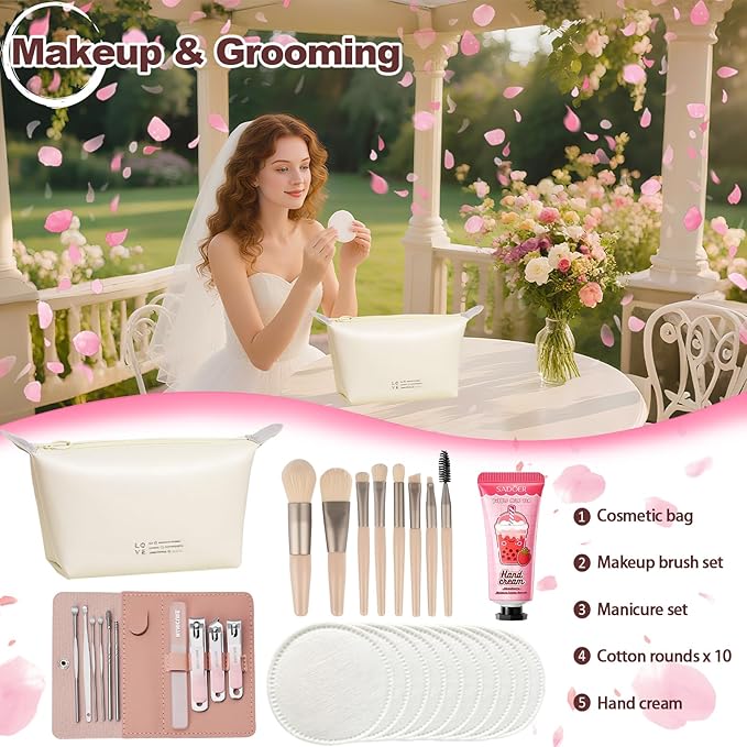 Bridal Emergency Kit for Wedding Day, Women's 40+ Essentials Items for Bride with Cosmetic Bag, Must-Haves for Wedding & Daily Travel, All-in-One Survival Set, Perfect Bride Wedding Gift