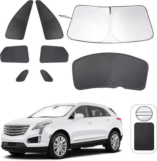TINGLU Window Shades 8PCS for Cadillac XT5 2017-2026 Accessories Side Full Windows Cover Camping Rear Triangular Windshield Sun Shade Sun UV Rays Privacy Protection