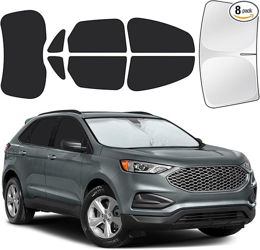 for Ford Edge 2015-2025 Car Window Shades, 8pcs Privacy Sun Shade Set for Front Windshield Side and Rear Windows, Full Window Covers Keeps Vehicle Cool for Camping Napping