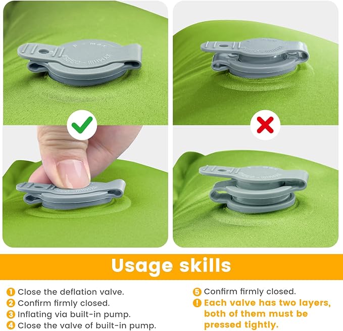 Double Sleeping Pad - Ultralight 4" Camp Mat with Integrated Foot Pump & Pillow for Effortless Camping, Backpacking & Travel, Comfort Camping Essentials