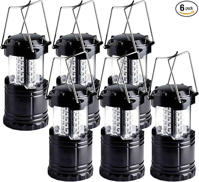 KPKJOO Lantern Collapsible Camping Light, Battery Operated Lanterns LED Super Bright for Power Outages Indoor Emergency Outdoor Camping Hiking Kit (6, LED)