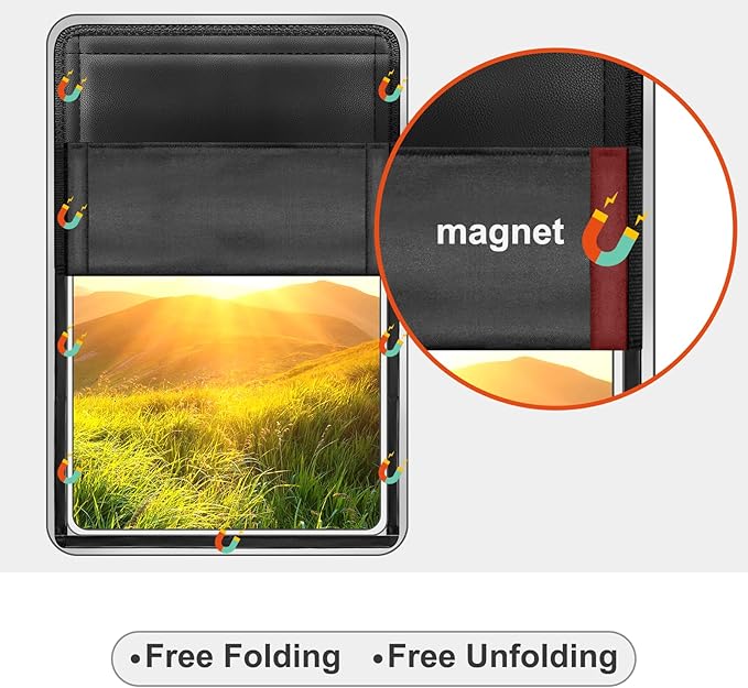 RV Door Window Shade Cover - Magnetic RV Blackout Window Cover with UV Protection and Privacy Features (25 * 16 in) Foldable Magnet Design, Waterproof Fabric (Black, 2 Pack (25" L x 16" W))