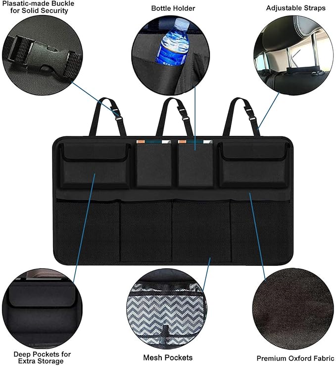 AOPHY Car Trunk Organizer, Large Capacity Car Organizers and Storage with 8 Pockets, Waterproof Backseat Hanging Organizer for SUV, Truck, MPV, Interior Accessories for Men and Women