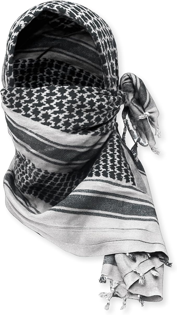 M MCGUIRE GEAR Shemagh Tactical Scarf, Middle Eastern Desert Hood, Bandana, Keffiyeh, Military Style, 100% Cotton, 42" x 42"