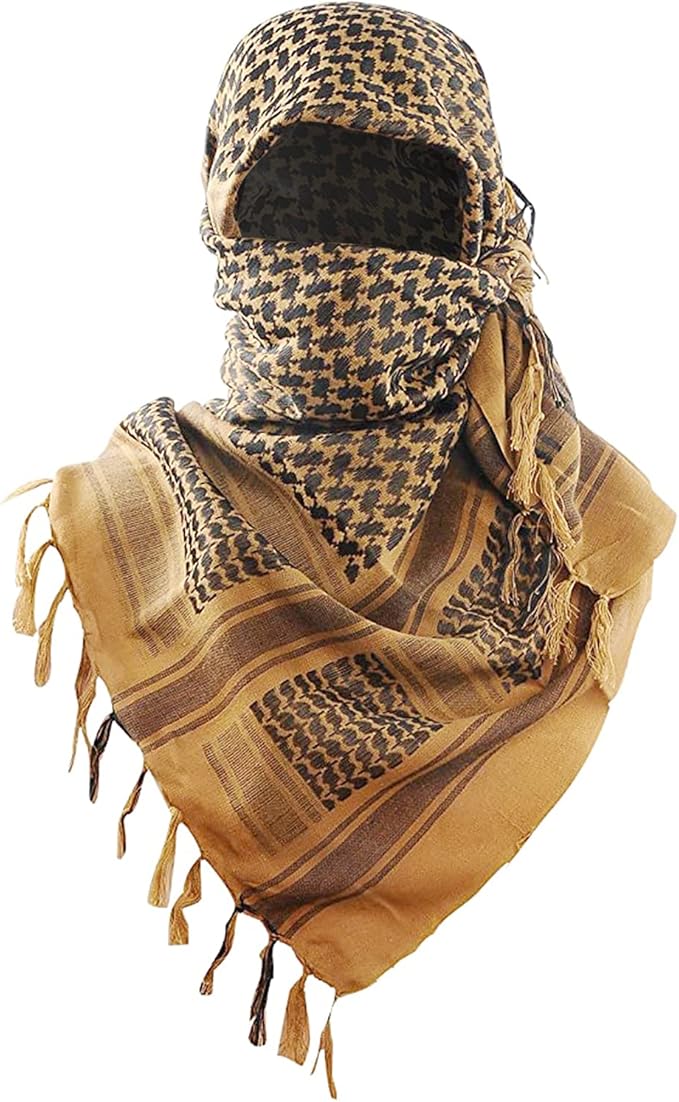 Luxns Military Shemagh Tactical Desert Scarf / 100% Cotton Keffiyeh Scarf Wrap for Men And Women