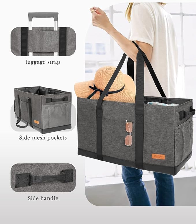 WONDAY Extra Large Utility Tote Bag - Standing Reusable Grocery Bag with Handle
