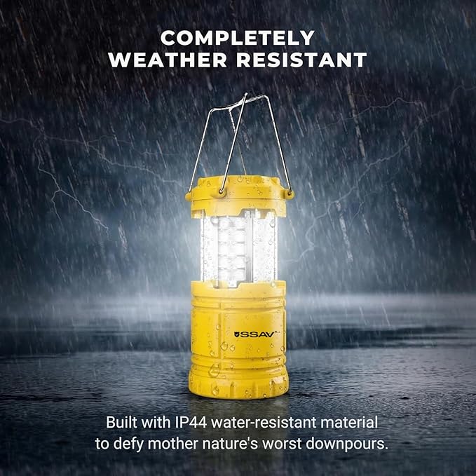 2 Pack LED Camping Lantern, LED Lanterns, Suitable Survival Kits for Hurricane, Emergency Light for Storm, Outages, Outdoor Portable Lanterns, Yellow, Collapsible | Batteries Included