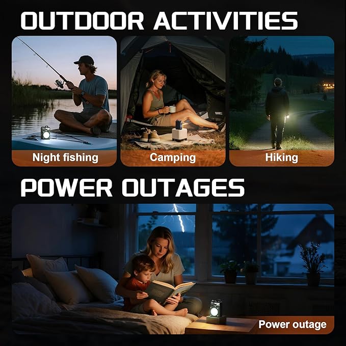 Portable Camping Light, 3500LM Adjustable LED Camping Lantern Rechargeable with 2.5-15H Runtime&Screen, Alloy Waterproof Flashlight for Power Outages, Emergency, Hurricane(2-Pack Green)
