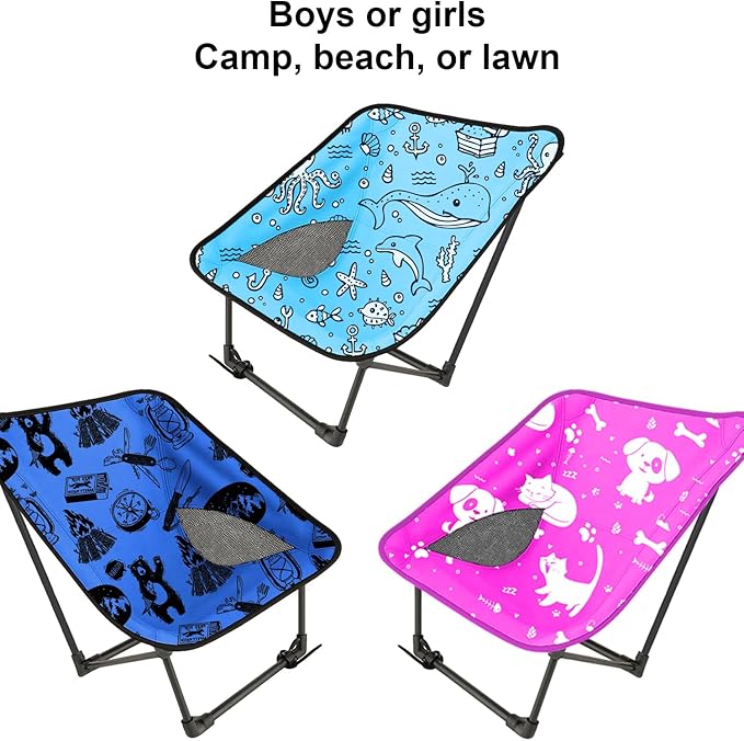 Youth and Kids Camping Chair | Ultra Lightweight, Foldable and Heavy Duty | Ideal Indoor/Outdoor Kid Chair for Camping, Beach, Sports and Lawn (Pink)