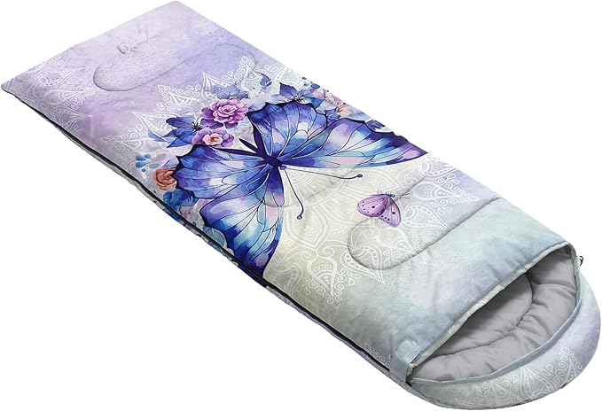 QOOMO Axolotl Cute Camping Sleeping Bags,3 Season Warm & Cool Weather,Lightweight,Waterproof Sleeping Bags for Adults & Kids,Traveling,and Outdoors