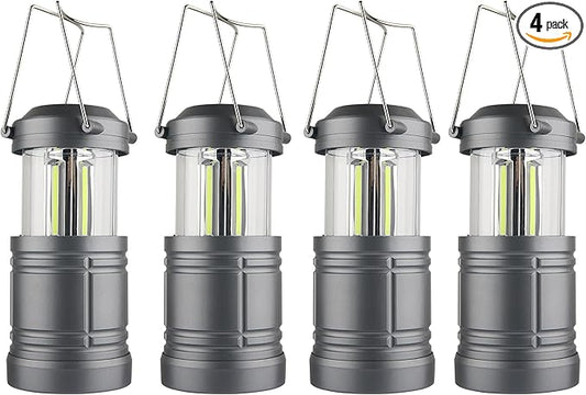 LED Camping Lantern, Battery Powered Hanging Lantern for Outdoor Camping Emergency Power Outages, 4 Pack