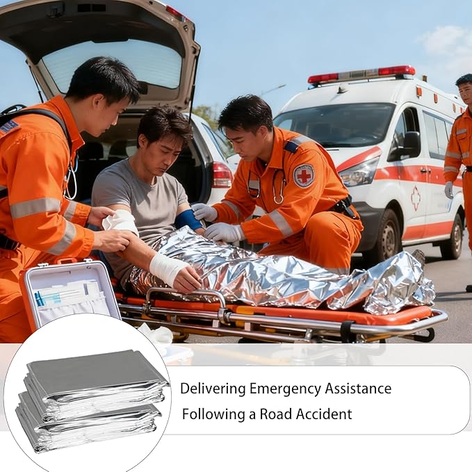 158 Pcs Emergency Blanket Bulk Silver Foil Reflective Supplies Set Survival Thermal Blanket Kit for Outdoors Camping Hiking First Aid Shelter Space