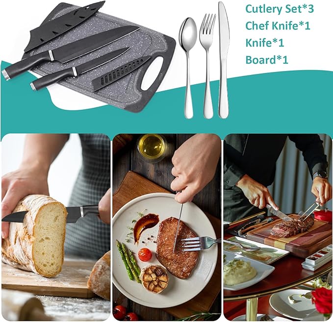 Logcow Camping Kitchen Utensil Set Outdoor Cooking Set Accessories Camping Cookware Kit for Travel, RVs, BBQs Stainless Steel Portable Camping Essentials Cooking Knife Set