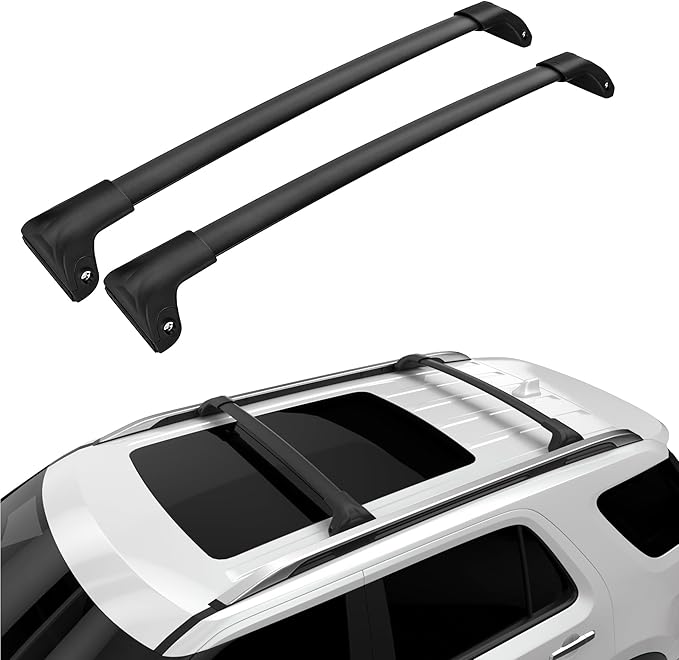 FLYCLE 300lbs Lcokable Roof Rack Crossbars Fit for 2016-2019 Explorer, Aluminum Heavy Duty Cross Bars Rooftop Luggage Kayaks Bicycles Snowboard Canoe Carrier Cargo Bag
