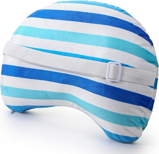 Yaomiao Inflatable Beach Pillow 17"x10" with Removable Cover, Beach Chair Stripe Backpacking Pillow with Strap for Summer Sand Pools Travel Vacations Pools Camping