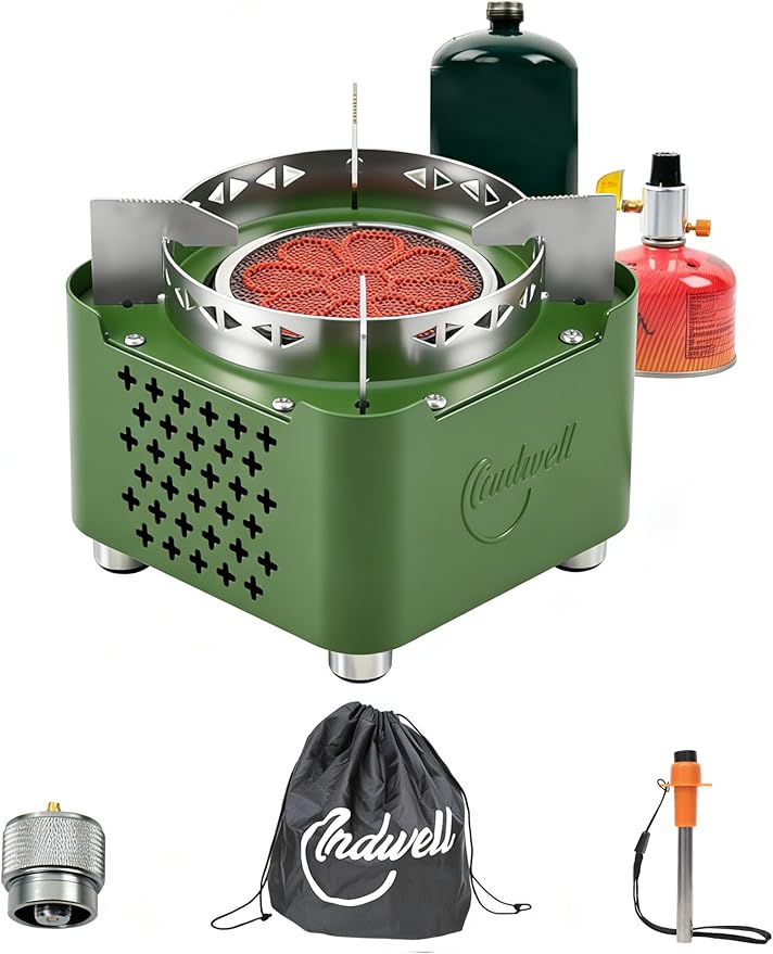 Indwell Infrared Propane Camping Stove - CSA Certified Portable Gas Stove with 23inch Extended Hose & Piezo Ignition, Windproof Single Burner for Backpacking, Hiking, Fishing & Emergency Preparedness