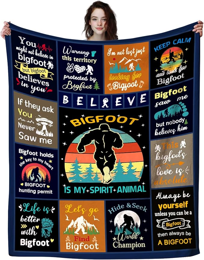 Bigfoot Sasquatch Blanket Gifts for Adults Men Unique,Cool Throw Blankets Sasquatch Decor for Men Women Kids Boys Bigfoot Lovers 60"X50"