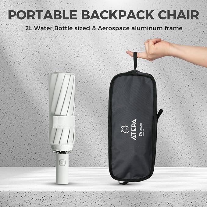 ATEPA UFO3.0 Ultralight Backpacking Chair, 330 lbs Heavy-Duty Aerospace Aluminum Folding Camp Chair with Hexagon Ergonomic Seat Anti-Sink Feet, Compact Portable Outdoor Gear for Hiking Fishing, Black