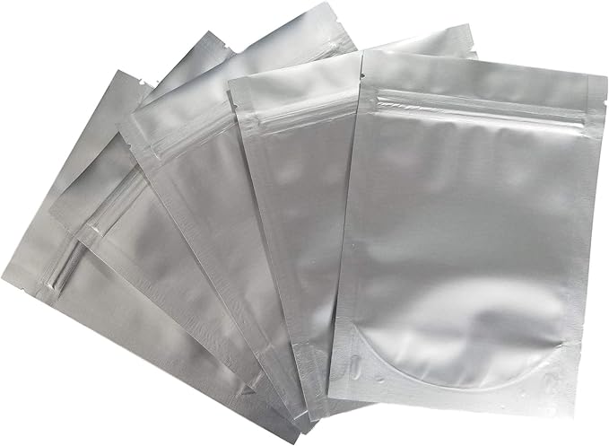 Resealable Stand Up Mylar Bags/Pouches - 7.5 Mil 5"x7"x3" - Genuine Aluminum Foil-Lined Gusset Bag for Long Term Food, Freeze Drying, Survival Storage Container (50 and 100) (50)