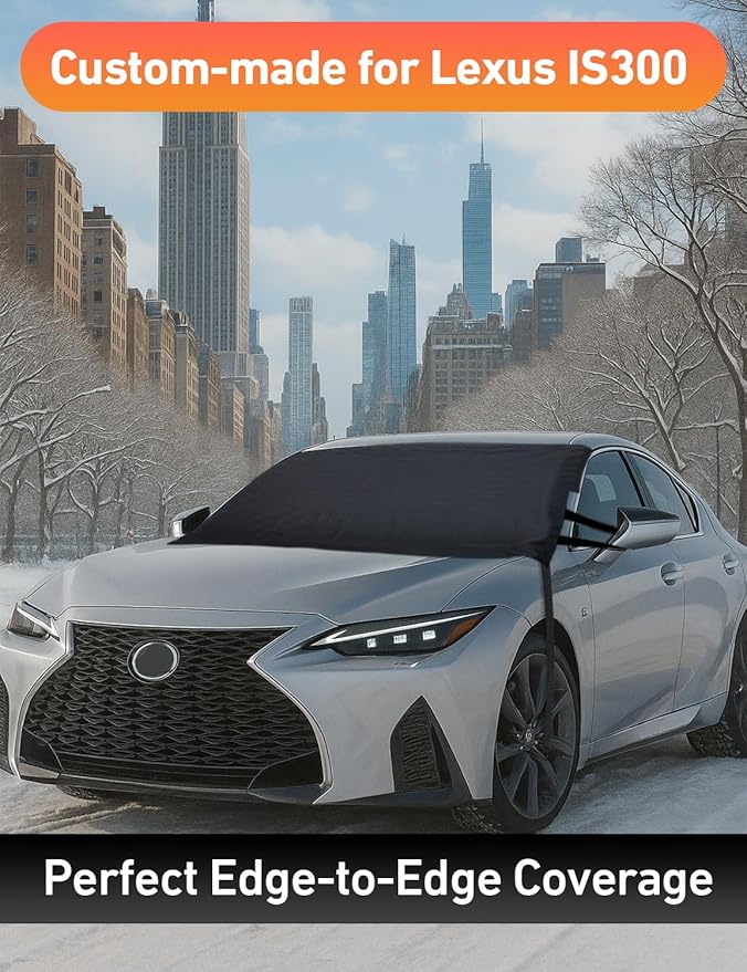 EcoNour Car Snow Cover Compatible for Lexus is 300 | Windshield Cover for Ice and Snow with S-Hook Straps | Heavy-Duty 600D Oxford Winter Car Cover, Waterproof & Anti-Slip