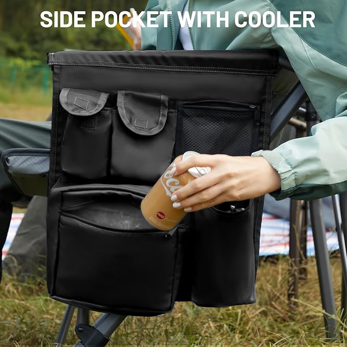 TIMBER RIDGE Oversized Folding Camping Chair High Back Heavy Duty for Adults Support up to 500lbs with Cup Holder, Side Pocket Cooler Bag 2 Pack