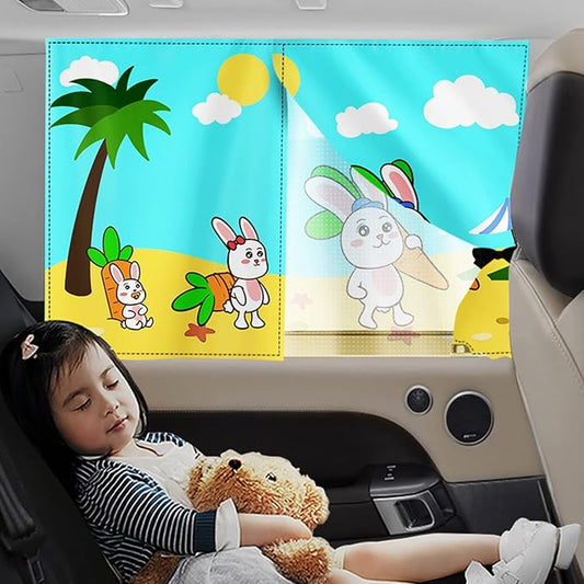 Car Sun Shade for Baby - EOHMAK Car Side Window Sun Shade Cover Upgrade Double Opening Car Interior Curtain Sun Blocker Blind (Beach, 1 Pack)