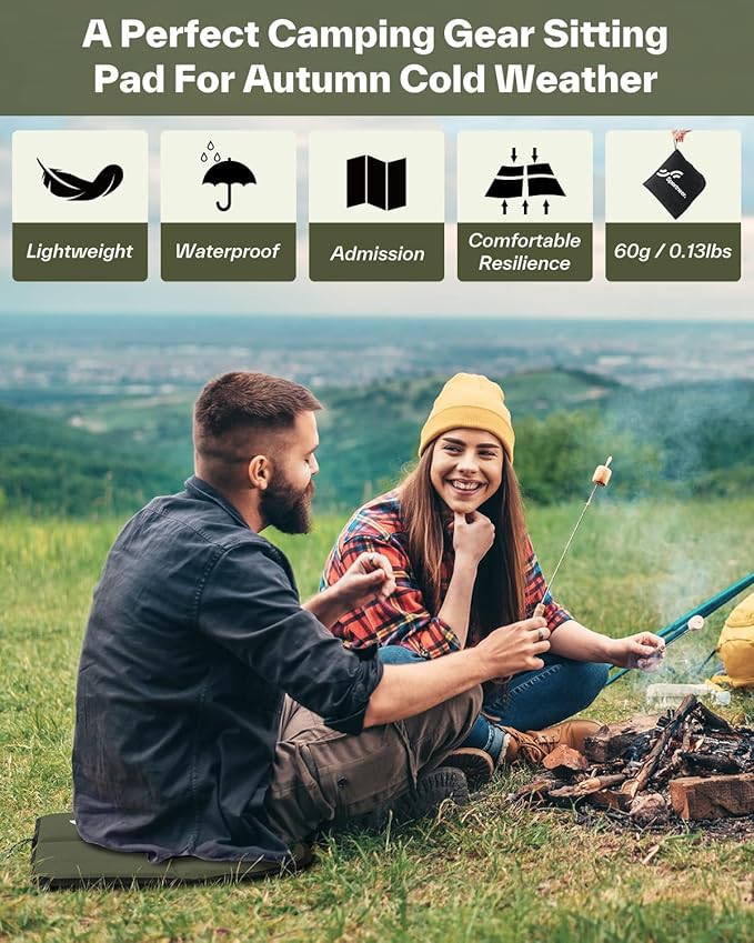 Sportneer Sitting Pad, Lightweight Waterproof Folding Seat Pad for Backpacking, 15.75'' x 15.75'' Portable Camping Seat Mat for Hiking, Picnics & Outdoor Use