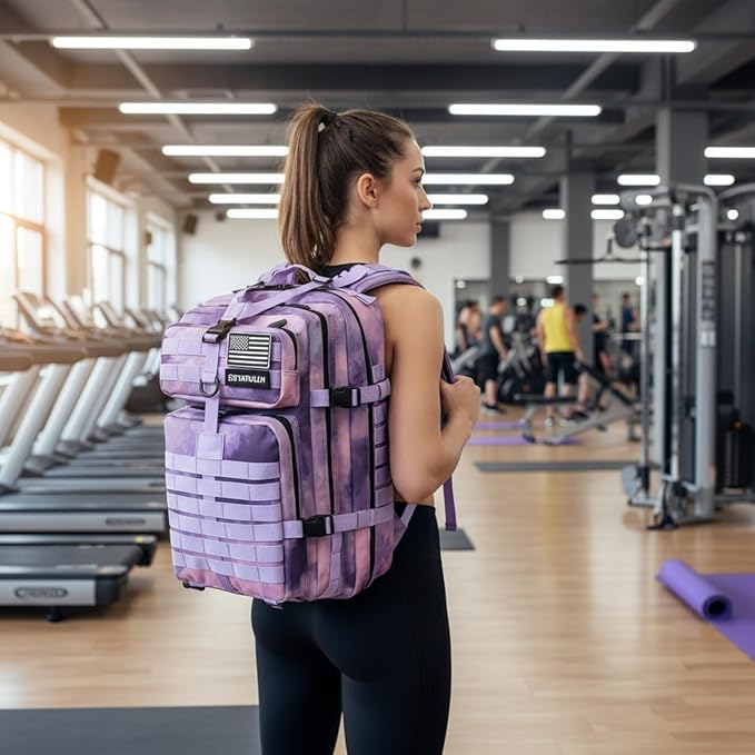 45L Military Tactical Backpack for Men & Women Bug Out Bag Assault pack Molle Daypack Hiking Trekking Rucksack (Cloud purple)