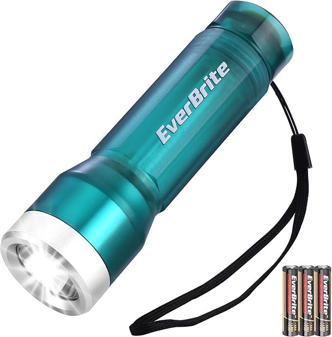 EverBrite Mini Flashlight, LED Flash Light with 3 Modes, 3 AAA Batteries Included, Water-Resistant Small Flashlight for Emergencies and Camping, Blue,1 Pack