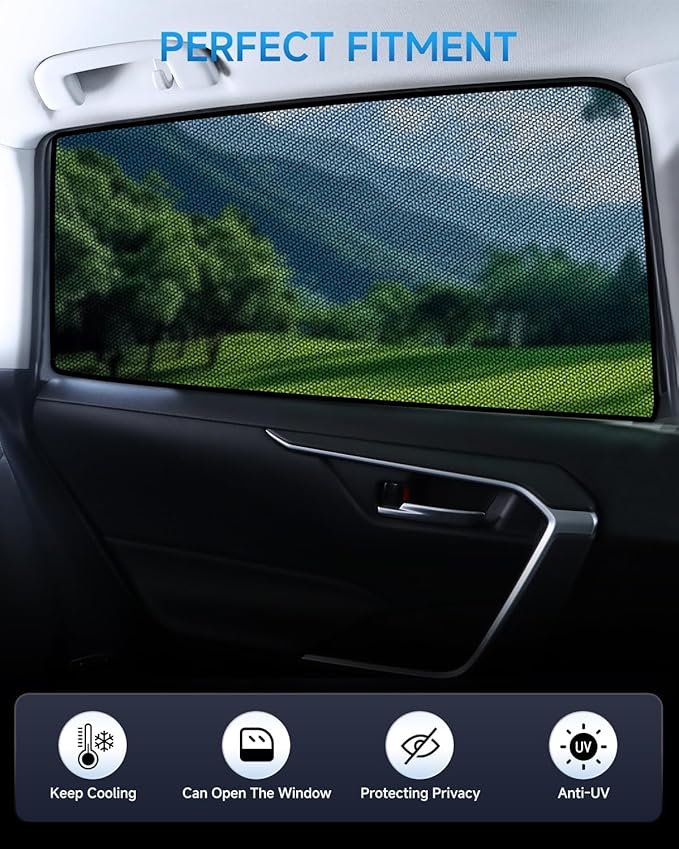 Car Window Shades for Toyota Sienna(2021-2025), 2-Pack Rear Window Sun Shades for Baby – Breathable Mesh, UV & Heat Blocker, Privacy Protection for Camping, Travel, Sleep & Nursing