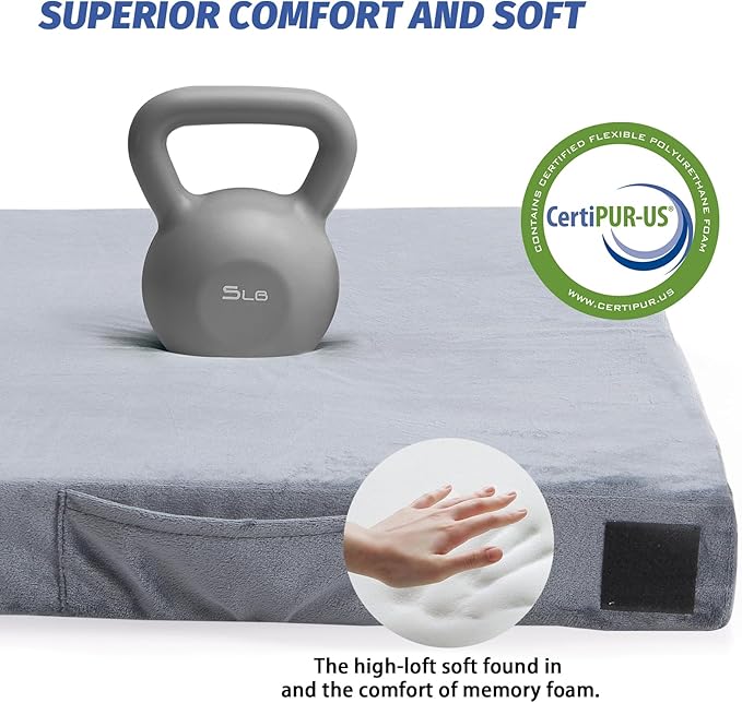 CYMULA Memory Foam Camping Mattress Pad, CertiPUR-US Sleeping Mat, Portable Roll Up Mattress for Adults, Camping Bed Pads for Sleepover, Car Bed with Travel Bag