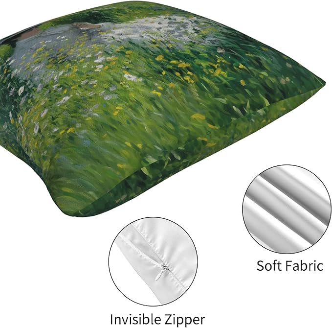 Monet Throw Pillow Covers 18 X 18 Inch Set of 4 Decorative Cushion Cover Home Decor for Sofa Chair Couch Bedroom Living Room